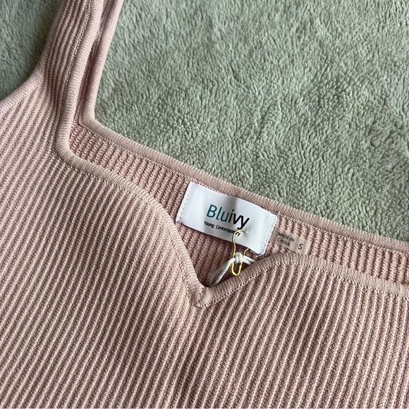 NWT Bluivy Essential Ribbed Knit Sleeveless Tank Top Lavender Blush Dusty Pink - Picture 8 of 12